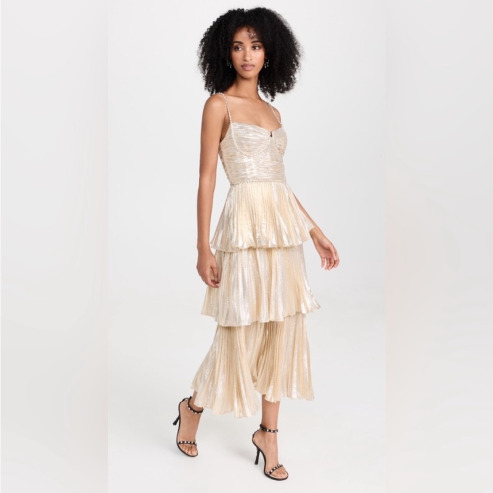 Metallic gold tiered dress